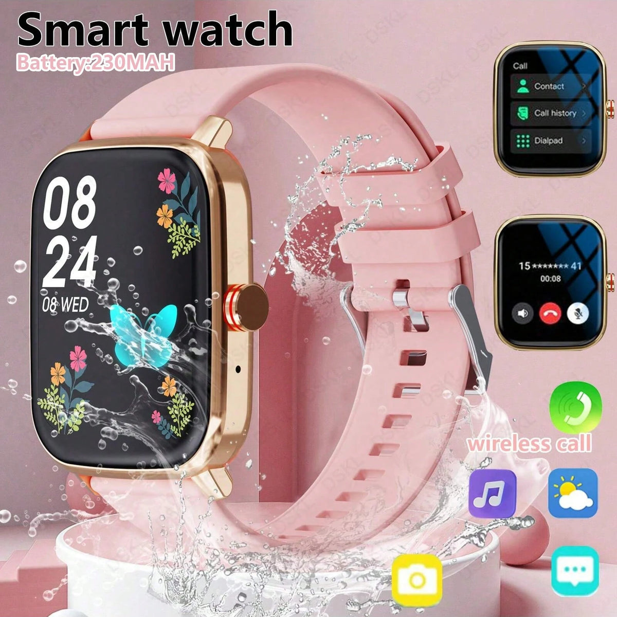 Waterproof Smart Watch, Wireless Call/Dial, Multiple Sports Modes, Incoming Call Alert And Rejection, SMS Notification, Customizable Wallpaper, Compatible With Smartphone/Android System