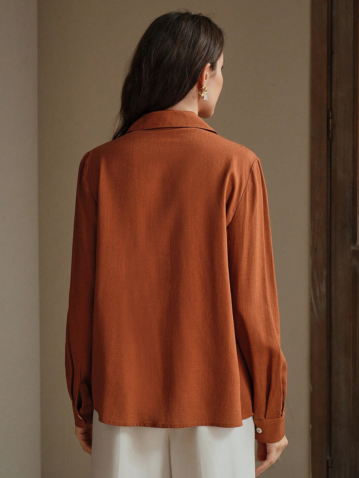 Women's Bohemian Style Embroidered Button-Front Long Sleeve Shirt