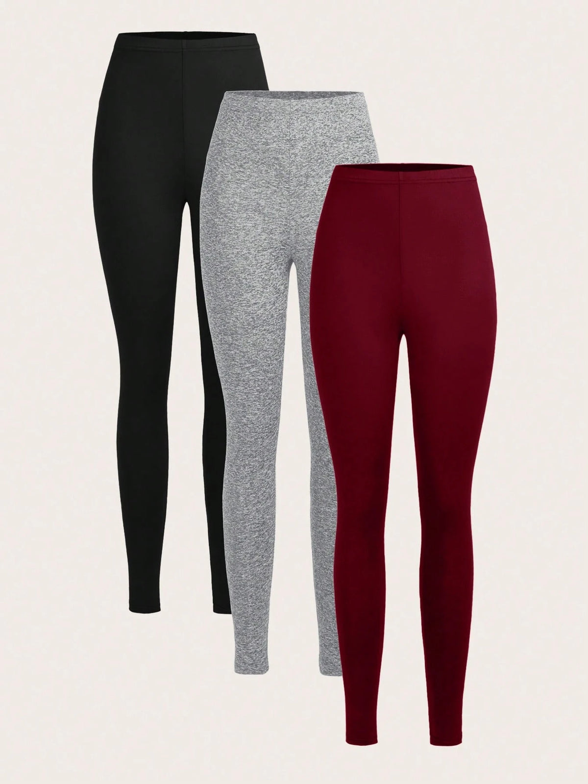 3 Set Casual Knit Slim Fit Legging Skinny Long Pants For Women