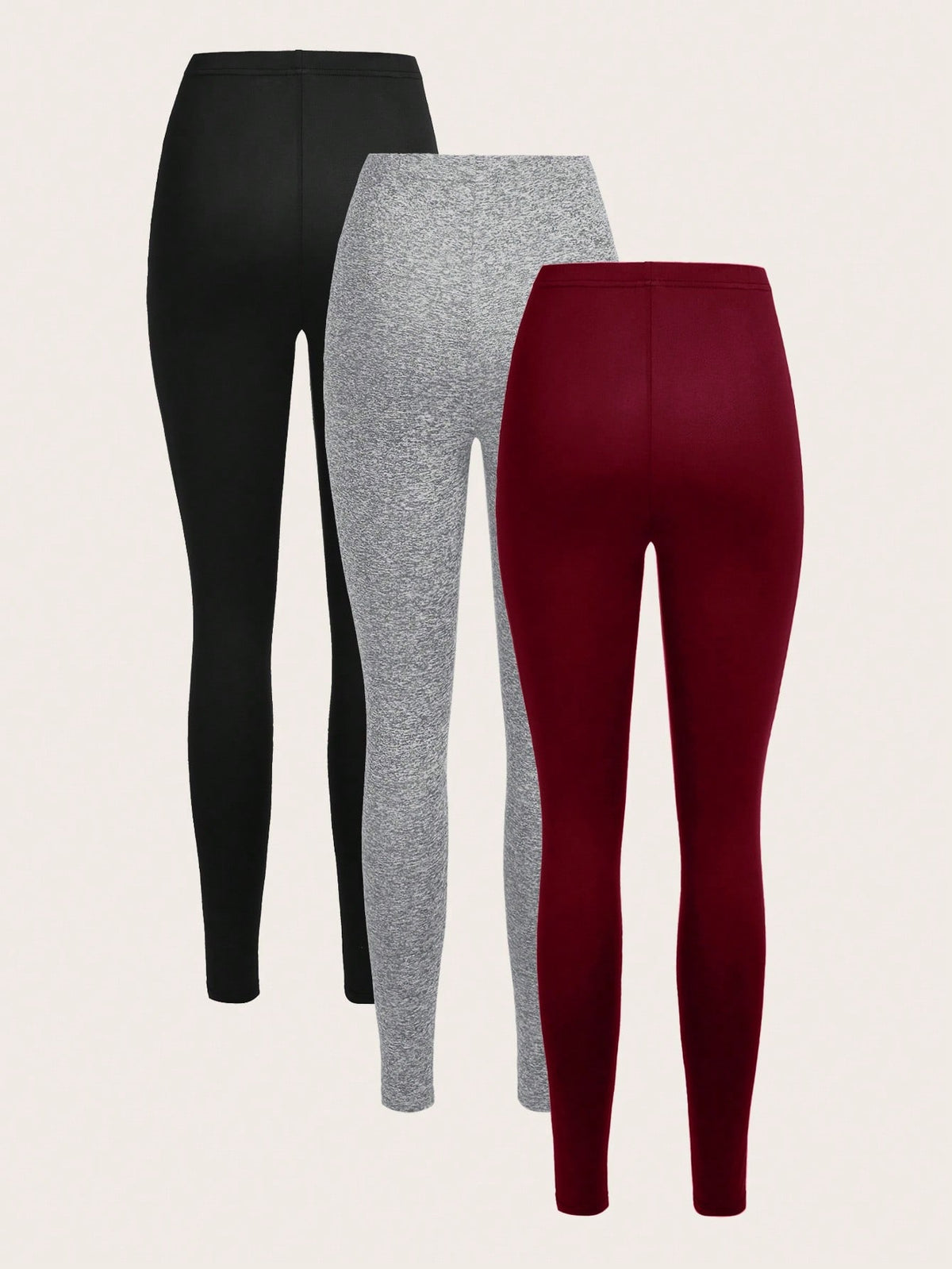 3 Set Casual Knit Slim Fit Legging Skinny Long Pants For Women