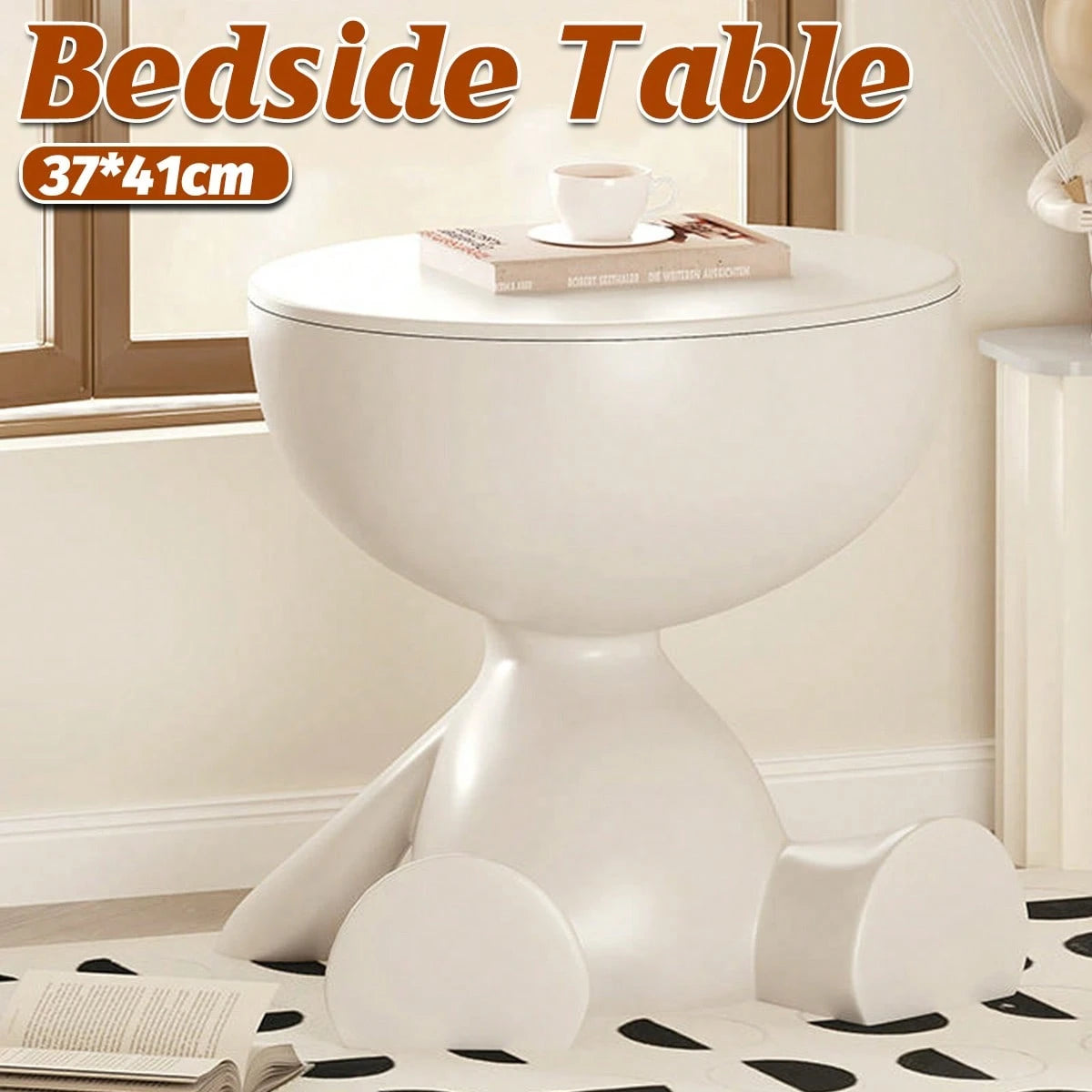Plastic Bedside Table Sofa End Table Storage Rack Movable Coffee Table Mini Bear