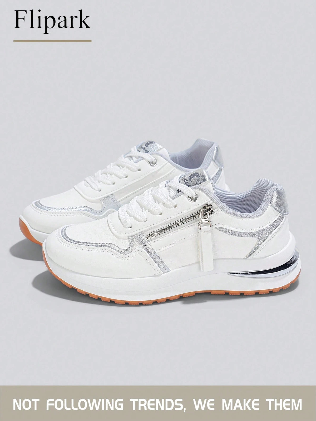 Women's Cushioned Supportive Athletic Walking Shoes, PU Leather Flexible Durable Low-Top Casual Sneakers